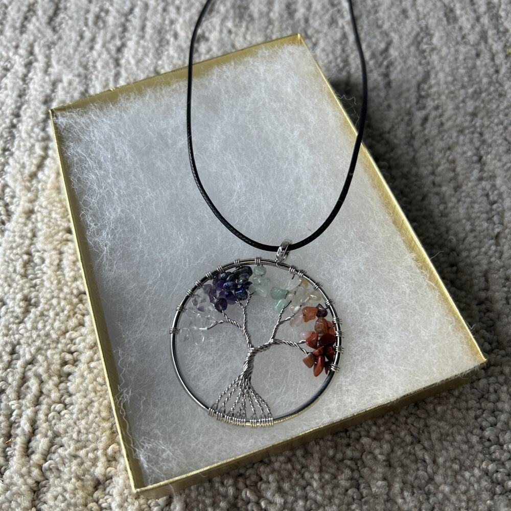 Hand Wired Tree Of Life Pendant Necklace Women’s Natural Different Colors